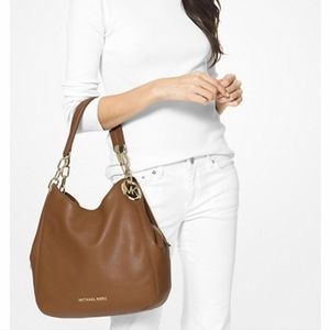 Michael Kors Lillie Pebbled Leather Tan Shoulder Bag